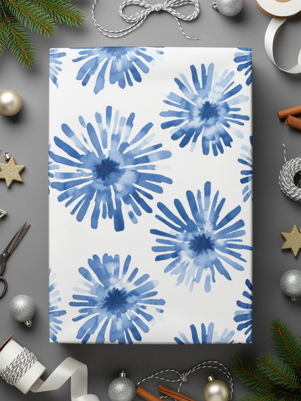 Blue Shibori Seamless Watercolor Geometric Pattern, Indigo Ink Digital Print, Modern Indigo Fabric Design - Moore and Mountain