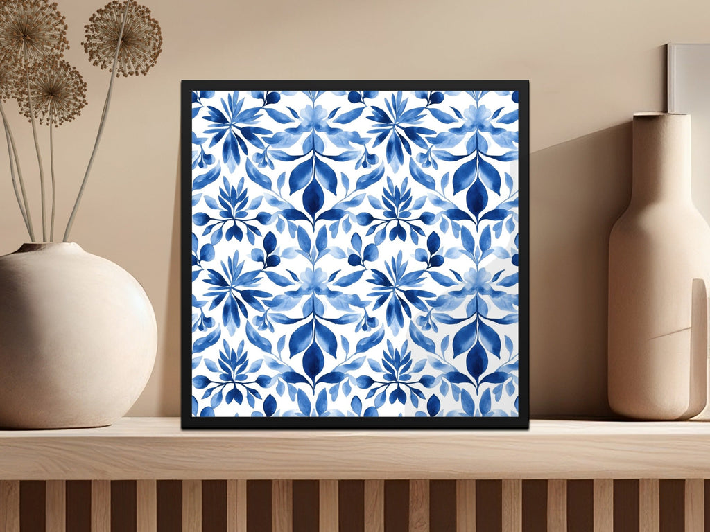 Blue Shibori Seamless Watercolor Geometric Pattern, Indigo Ink Texture, Digital Paper, Repeat Pattern, Fabric Design, Digital Download - Moore and Mountain