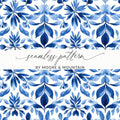 Blue Shibori Seamless Watercolor Geometric Pattern, Indigo Ink Texture, Digital Paper, Repeat Pattern, Fabric Design, Digital Download - Moore and Mountain