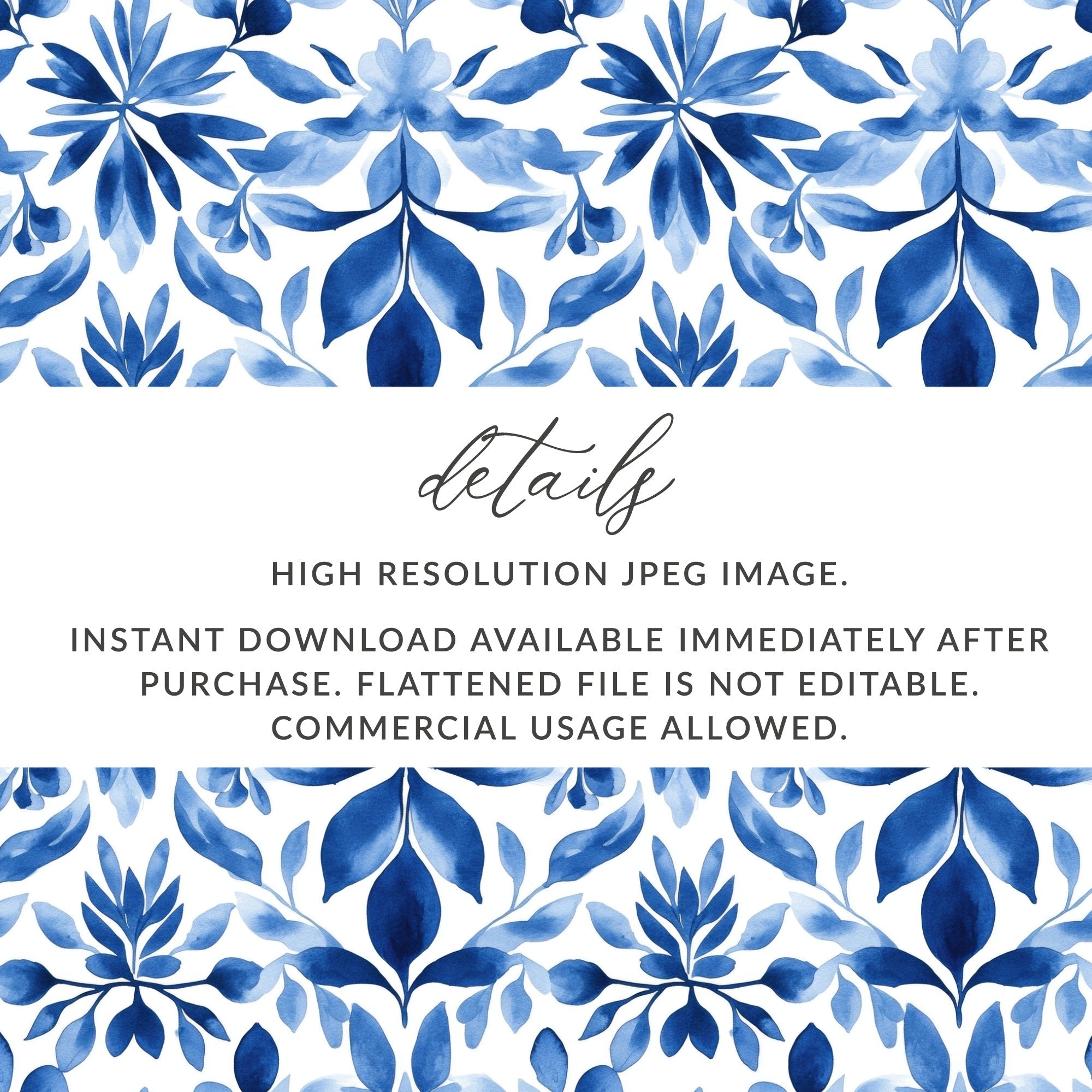 Blue Shibori Seamless Watercolor Geometric Pattern, Indigo Ink Texture, Digital Paper, Repeat Pattern, Fabric Design, Digital Download - Moore and Mountain