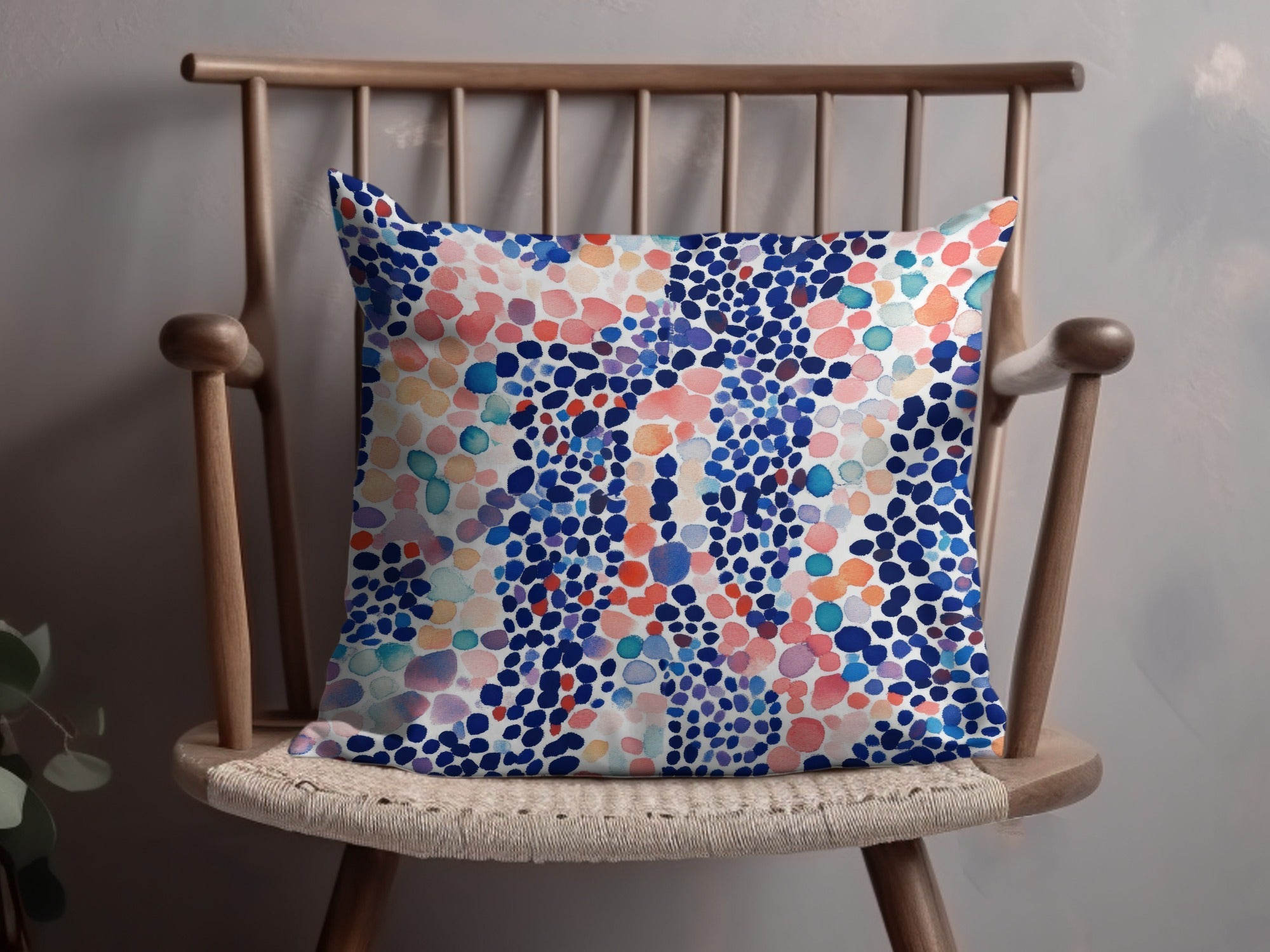 Blue Watercolor Floral Digital Paper, Abstract Dots Pattern, Scrapbook Paper, Fabric Design, Summer Printable Background - Moore and Mountain