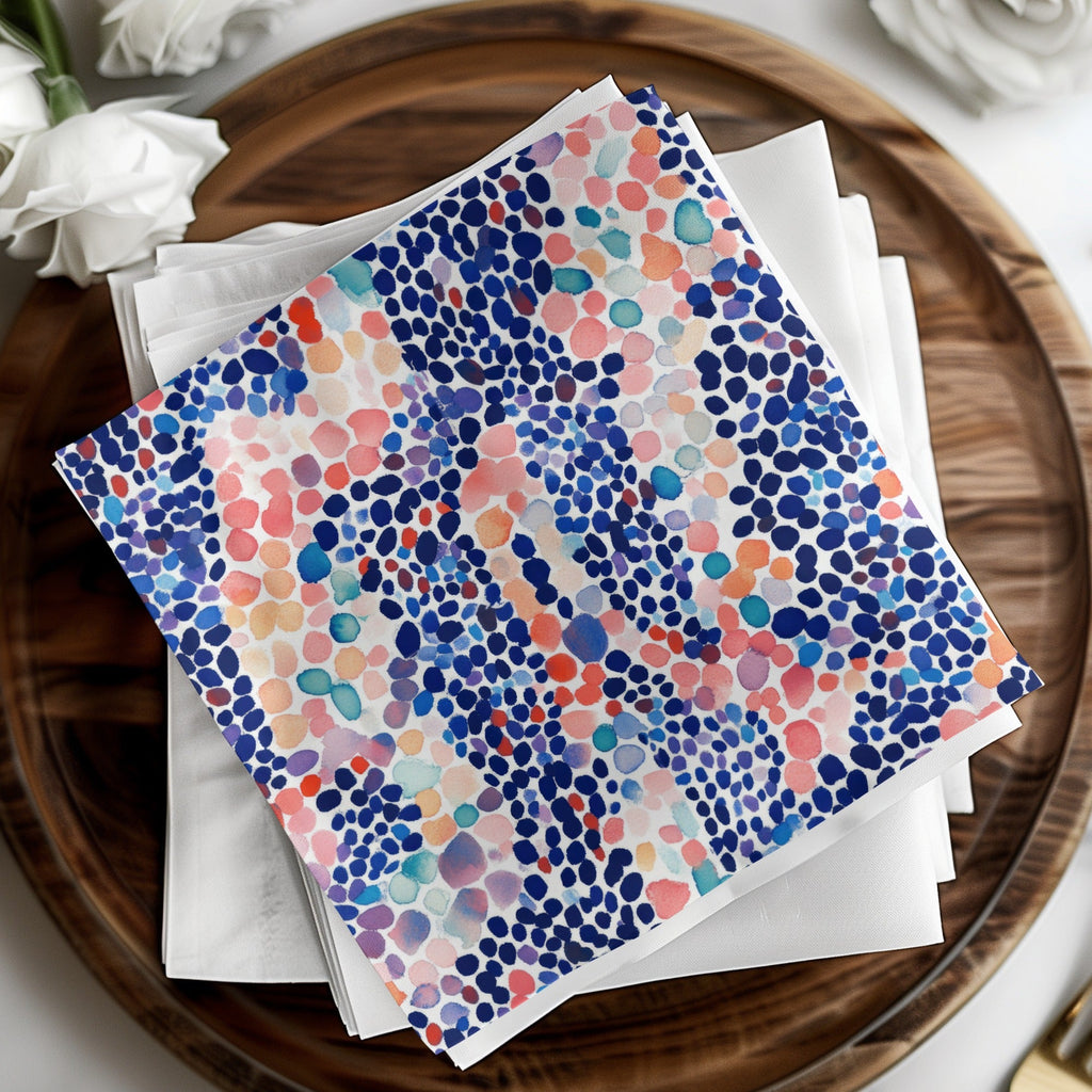 Blue Watercolor Floral Digital Paper, Abstract Dots Pattern, Scrapbook Paper, Fabric Design, Summer Printable Background - Moore and Mountain