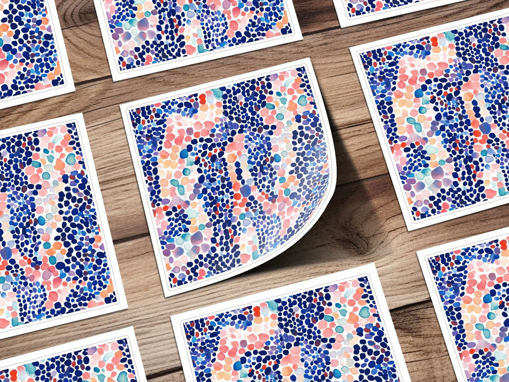 Blue Watercolor Floral Digital Paper, Abstract Dots Pattern, Scrapbook Paper, Fabric Design, Summer Printable Background - Moore and Mountain