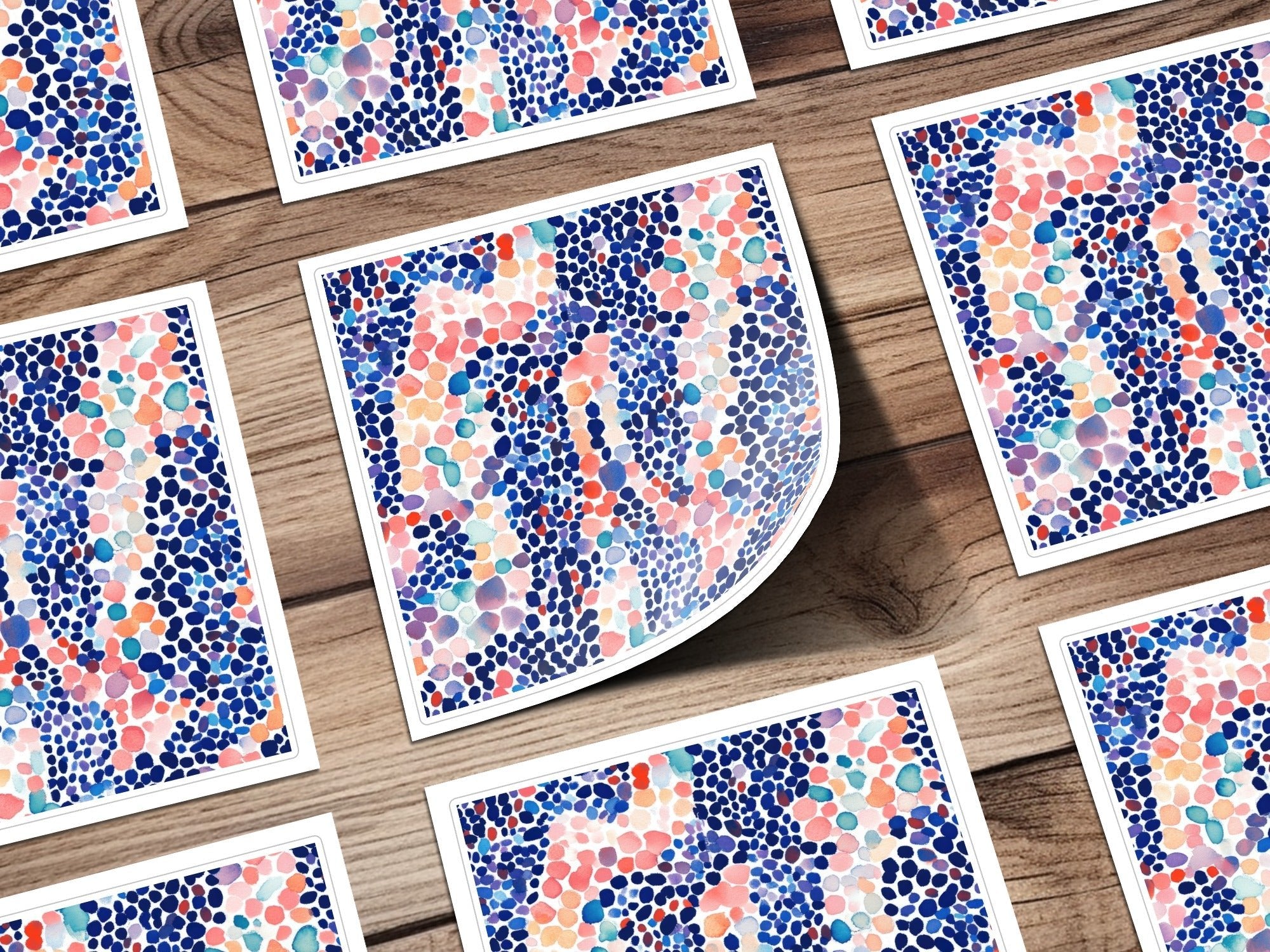 Blue Watercolor Floral Digital Paper, Abstract Dots Pattern, Scrapbook Paper, Fabric Design, Summer Printable Background - Moore and Mountain