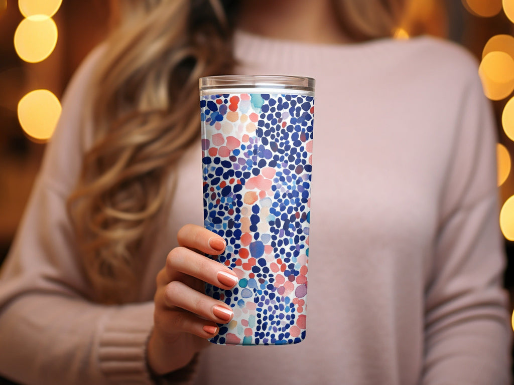 Blue Watercolor Floral Digital Paper, Abstract Dots Pattern, Scrapbook Paper, Fabric Design, Summer Printable Background - Moore and Mountain