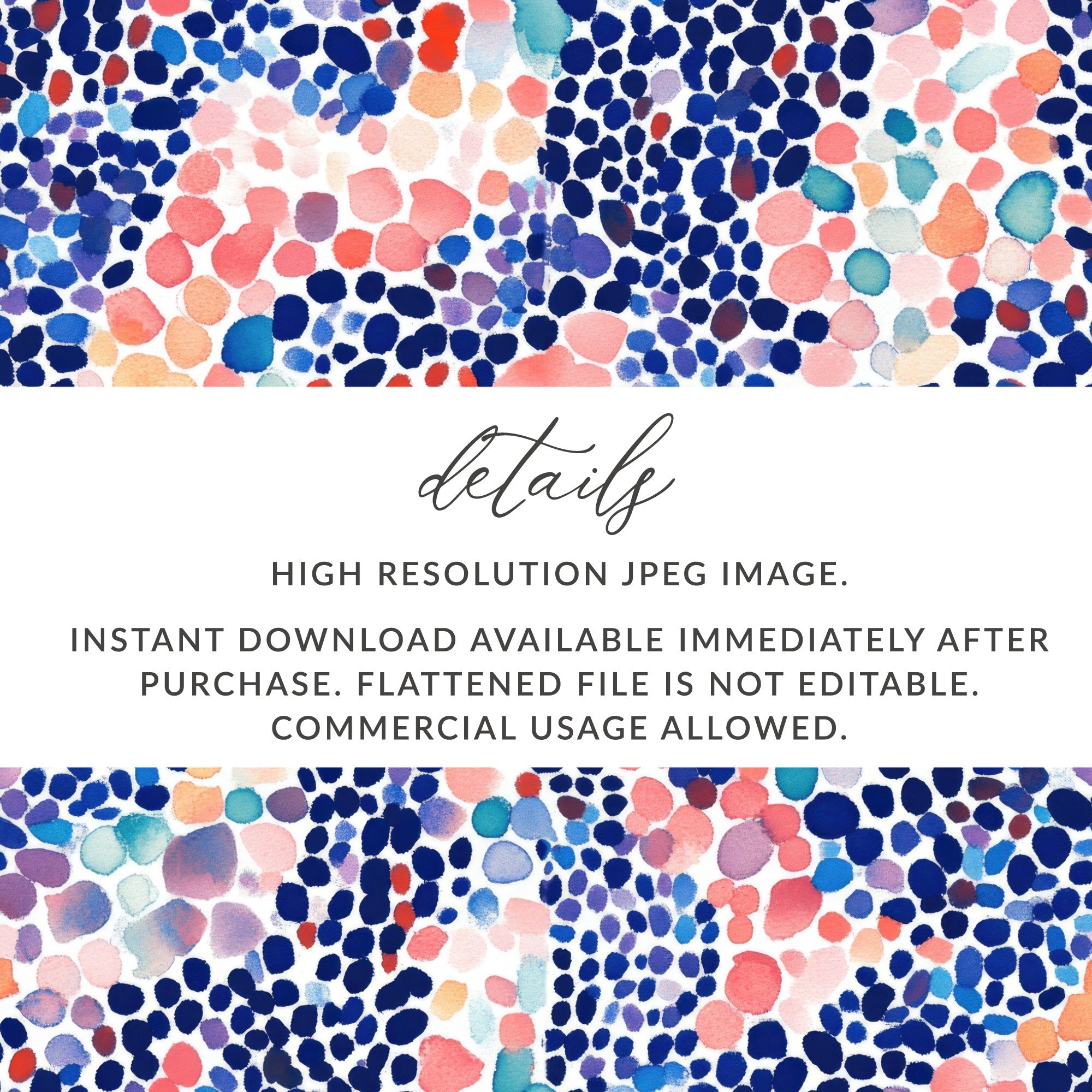 Blue Watercolor Floral Digital Paper, Abstract Dots Pattern, Scrapbook Paper, Fabric Design, Summer Printable Background - Moore and Mountain