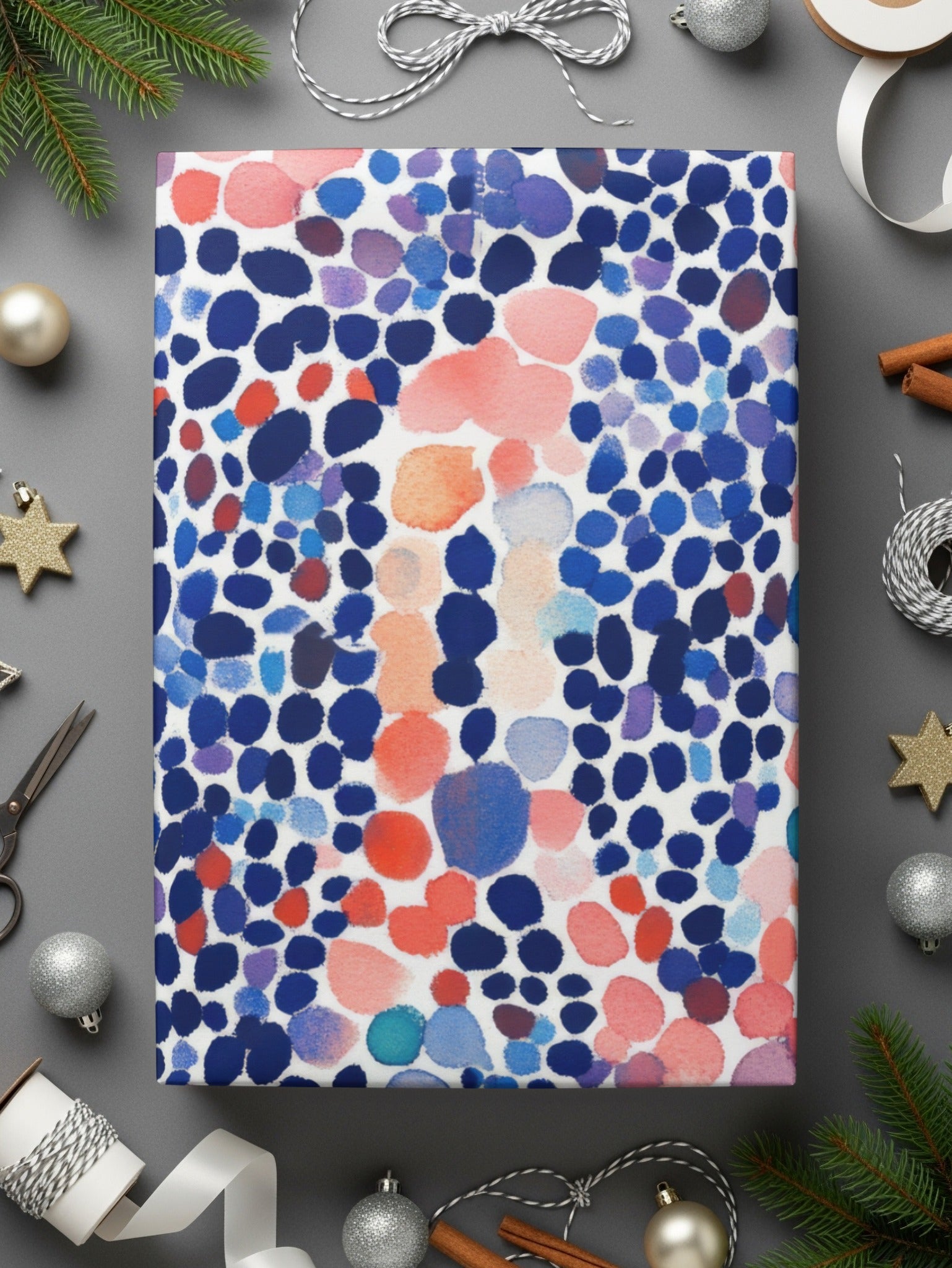 Blue Watercolor Floral Digital Paper, Abstract Dots Pattern, Scrapbook Paper, Fabric Design, Summer Printable Background - Moore and Mountain