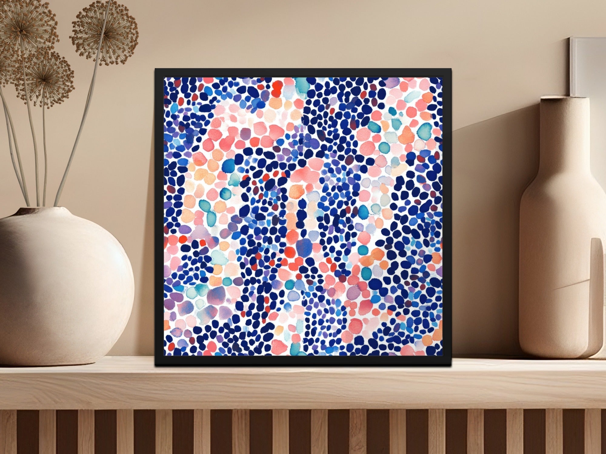 Blue Watercolor Floral Digital Paper, Abstract Dots Pattern, Scrapbook Paper, Fabric Design, Summer Printable Background - Moore and Mountain