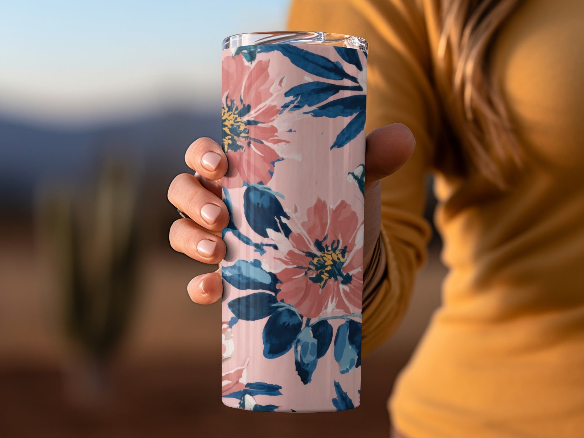 Blush Pink Modern Summer Floral Pattern Blue and Navy - Moore and Mountain