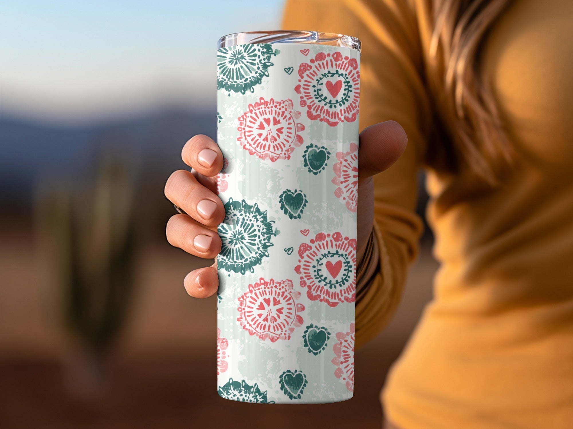 Boho Heart Floral Pattern Digital Paper, Red Teal Flower Design, Abstract Spring Print, Seamless Scrapbook Paper Pack, Digital Download - Moore and Mountain