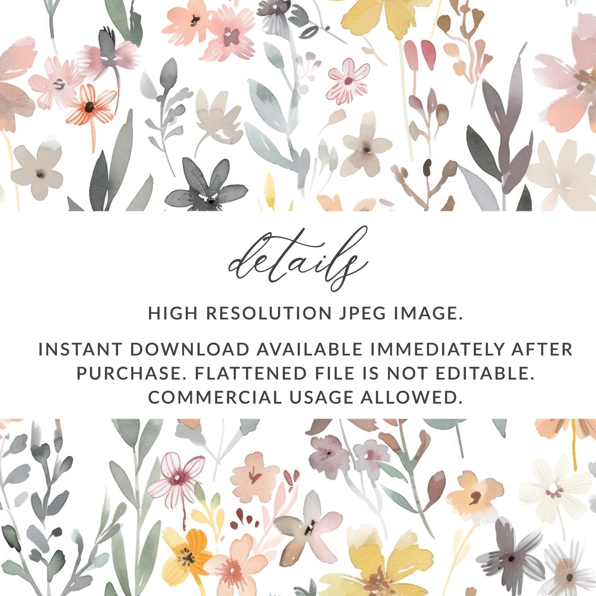 Boho Pink Watercolor Floral Neutral Summer Pattern Digital - Moore and Mountain