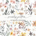 Boho Pink Watercolor Floral Neutral Summer Pattern Digital - Moore and Mountain