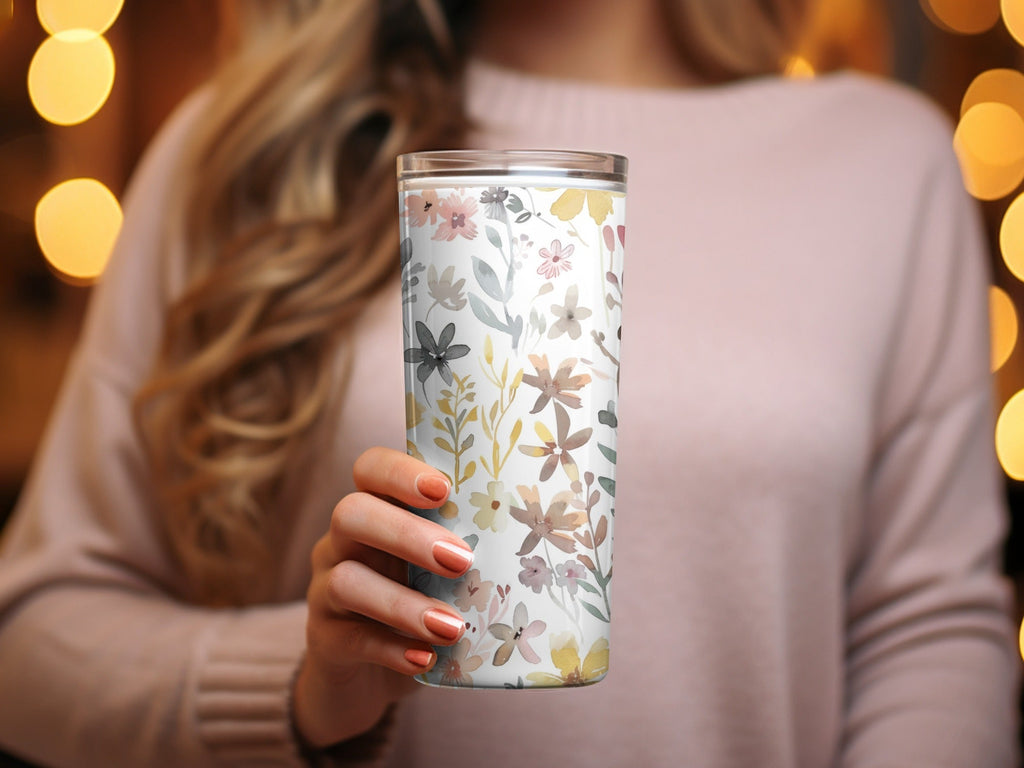 Boho Pink Watercolor Floral Neutral Summer Pattern Digital - Moore and Mountain