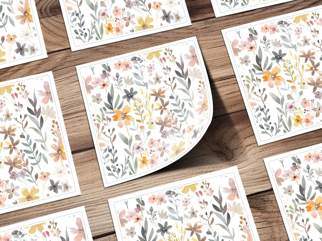 Boho Pink Watercolor Floral Neutral Summer Pattern Digital - Moore and Mountain