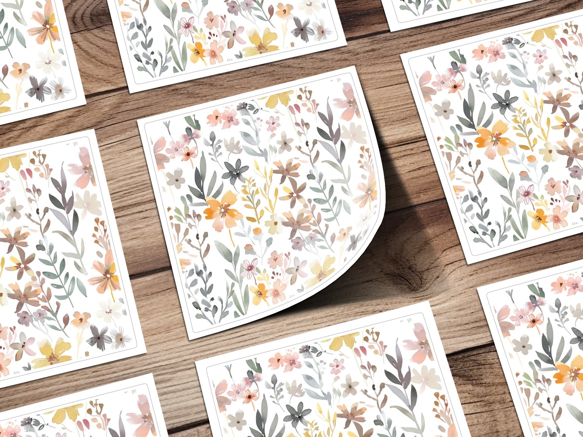 Boho Pink Watercolor Floral Neutral Summer Pattern Digital - Moore and Mountain