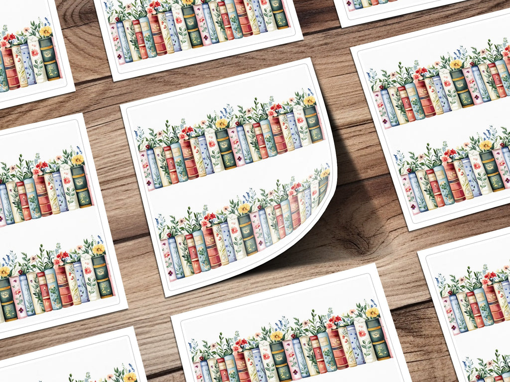 Books and Flowers Seamless Pattern Botanical Library Digital - Moore and Mountain