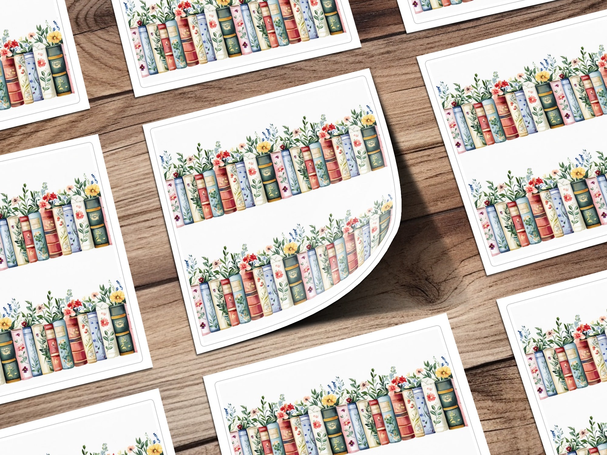 Books and Flowers Seamless Pattern Botanical Library Digital - Moore and Mountain