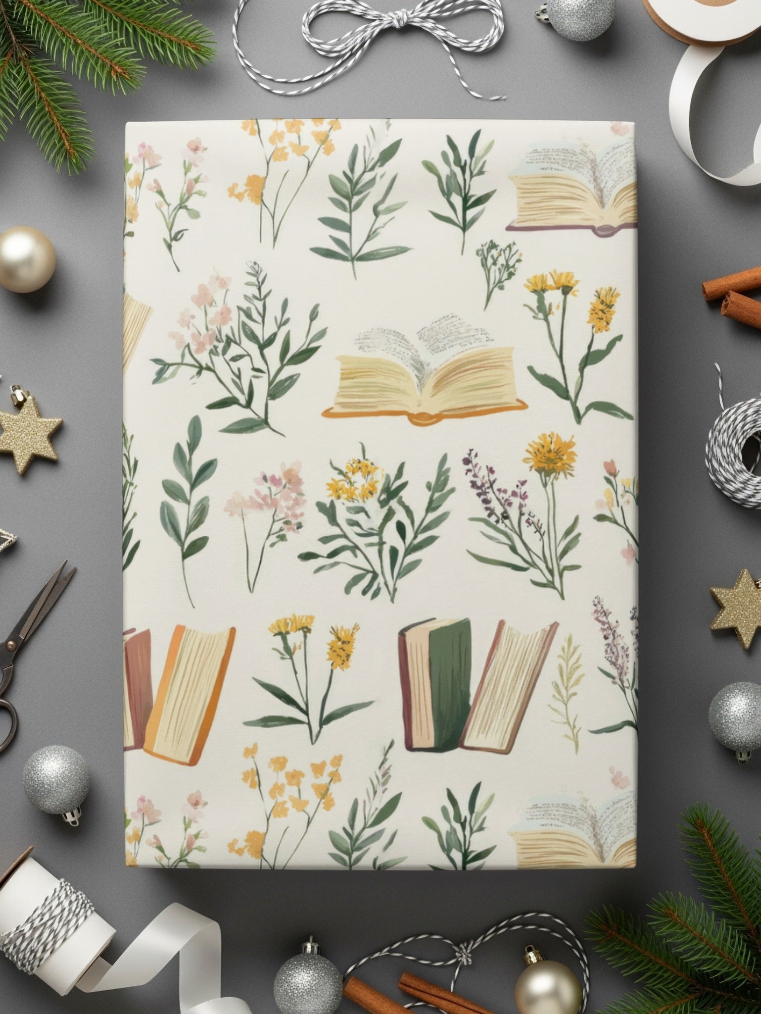 Books and Flowers Seamless Pattern, Digital Paper, Botanical Design, Reading Nook Decor, Fabric Design, Floral Book Lover Gift, Digital - Moore and Mountain