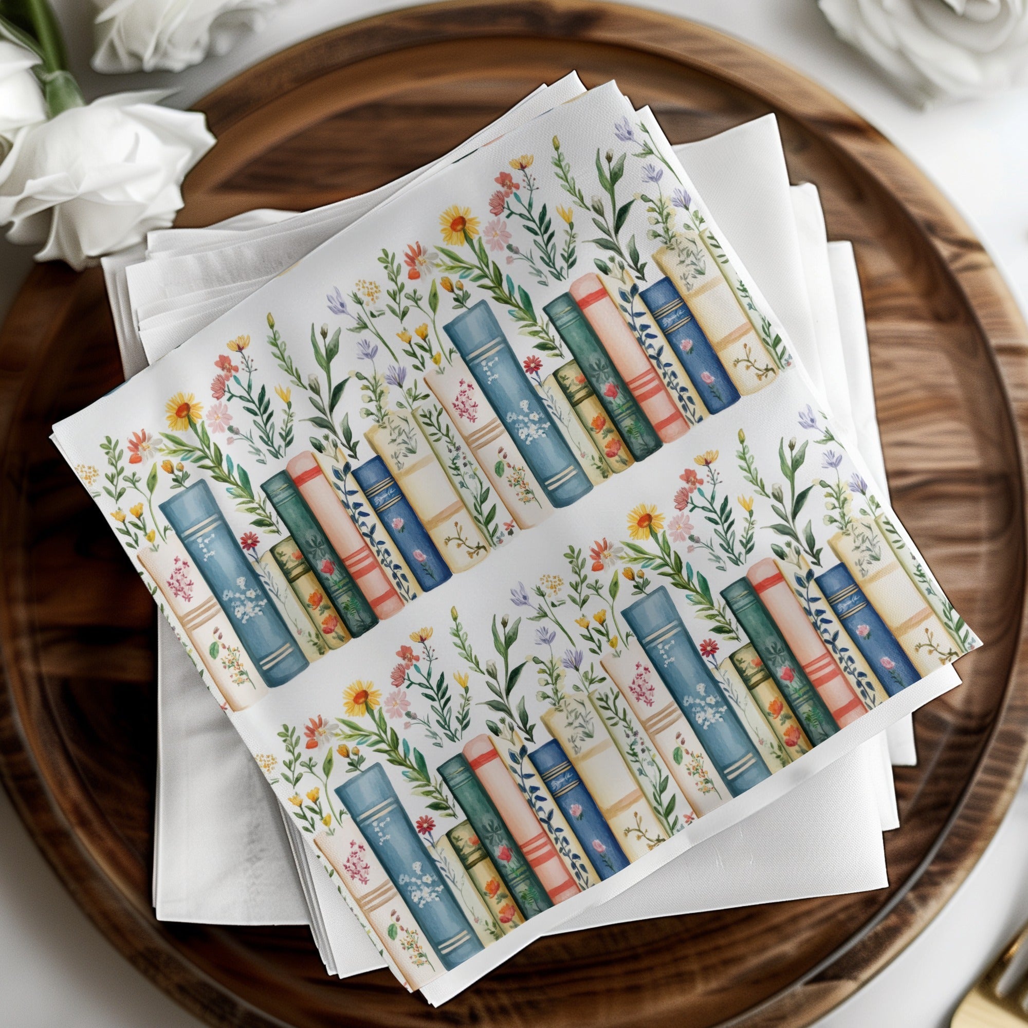 Books Flowers and Plants Watercolor Style Art Digital - Moore and Mountain