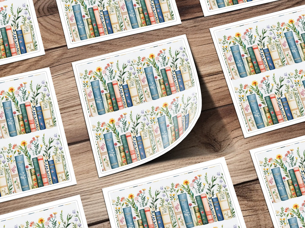 Books Flowers and Plants Watercolor Style Art Digital - Moore and Mountain