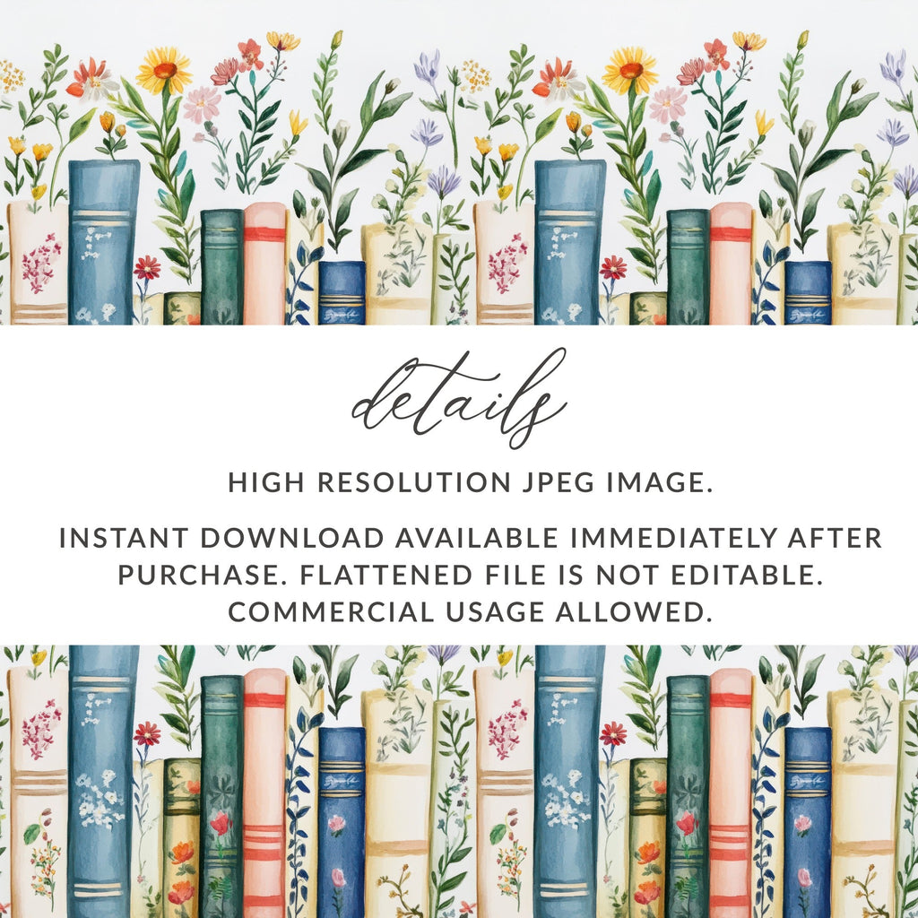 Books Flowers and Plants Watercolor Style Art Digital - Moore and Mountain