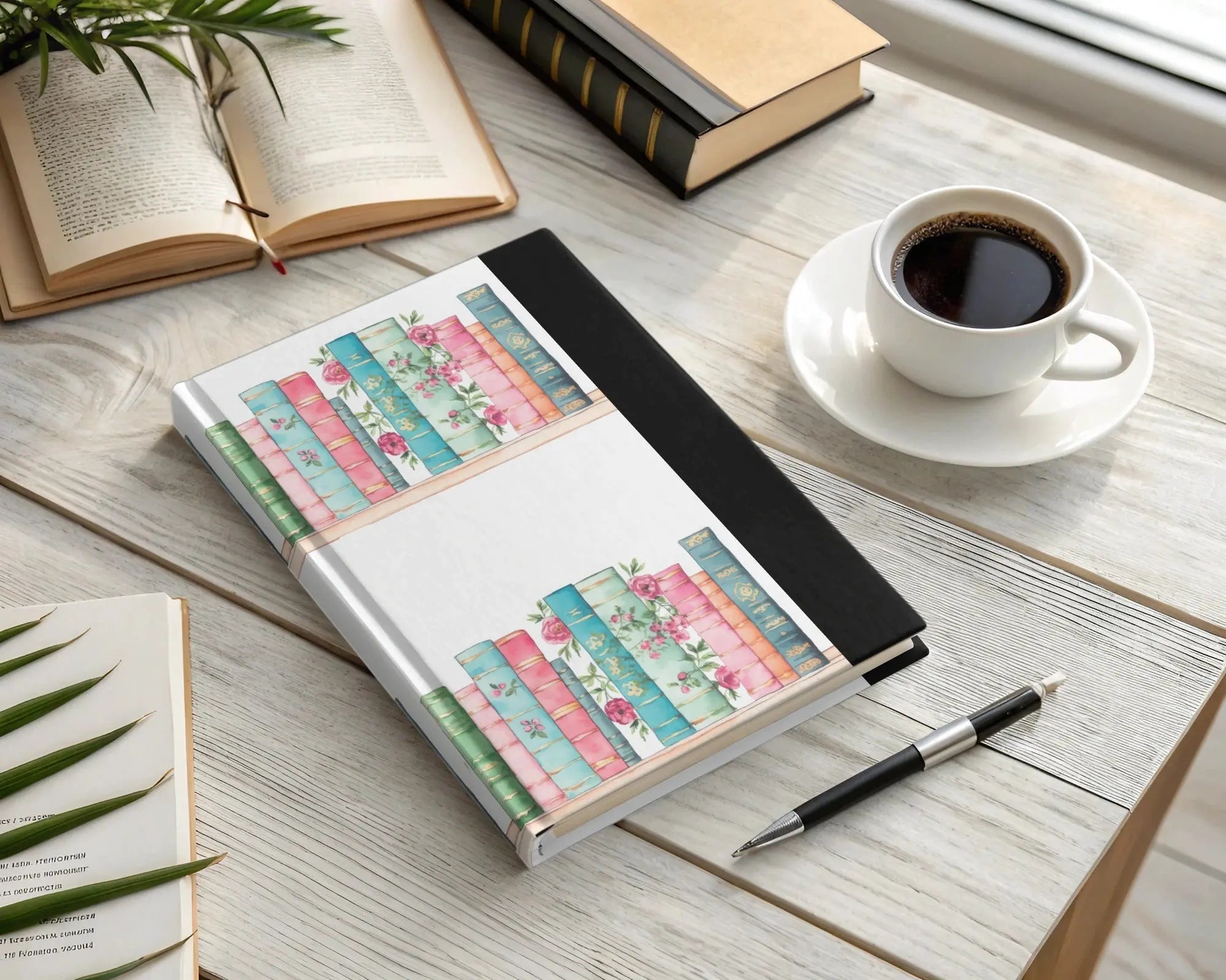 Bookshelf Digital Paper, Floral Book Digital Download, Seamless Book Pattern, Library Decor Digital, Scrapbook Paper, Book Lover Gift - Moore and Mountain