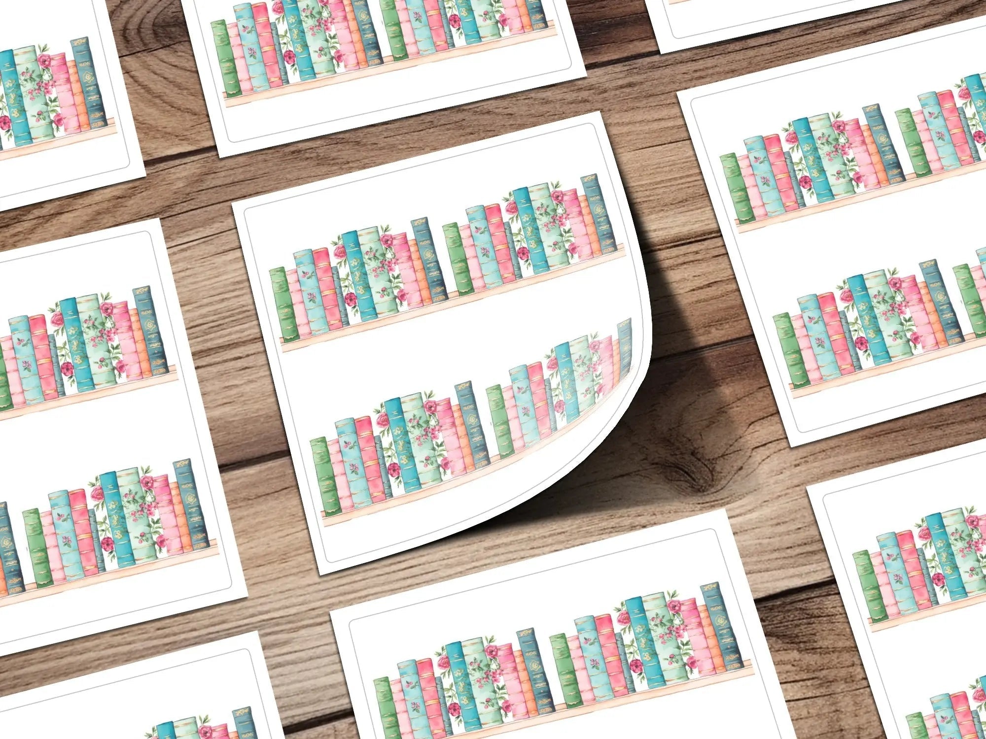 Bookshelf Digital Paper, Floral Book Digital Download, Seamless Book Pattern, Library Decor Digital, Scrapbook Paper, Book Lover Gift - Moore and Mountain