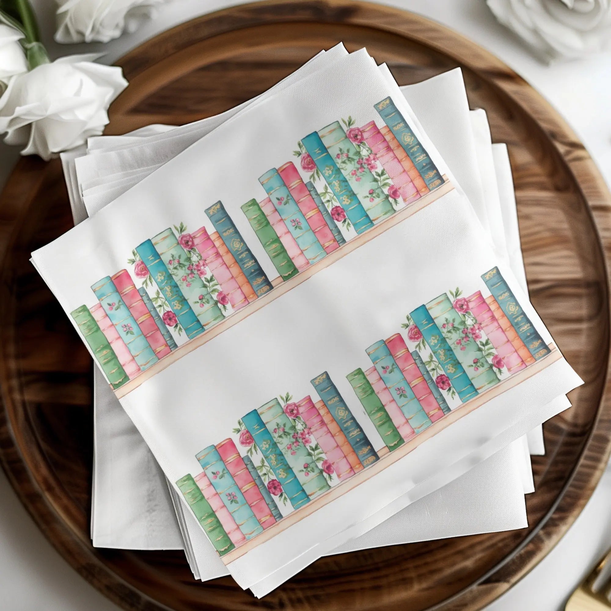 Bookshelf Digital Paper, Floral Book Digital Download, Seamless Book Pattern, Library Decor Digital, Scrapbook Paper, Book Lover Gift - Moore and Mountain