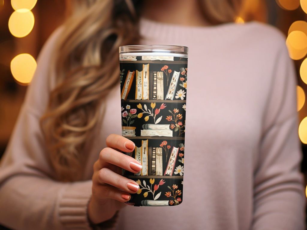 Bookshelf Floral Digital Paper, Seamless Pattern Design, Flower Bookcase Print, Repeat Pattern, Digital Background, Scrapbook Paper - Moore and Mountain