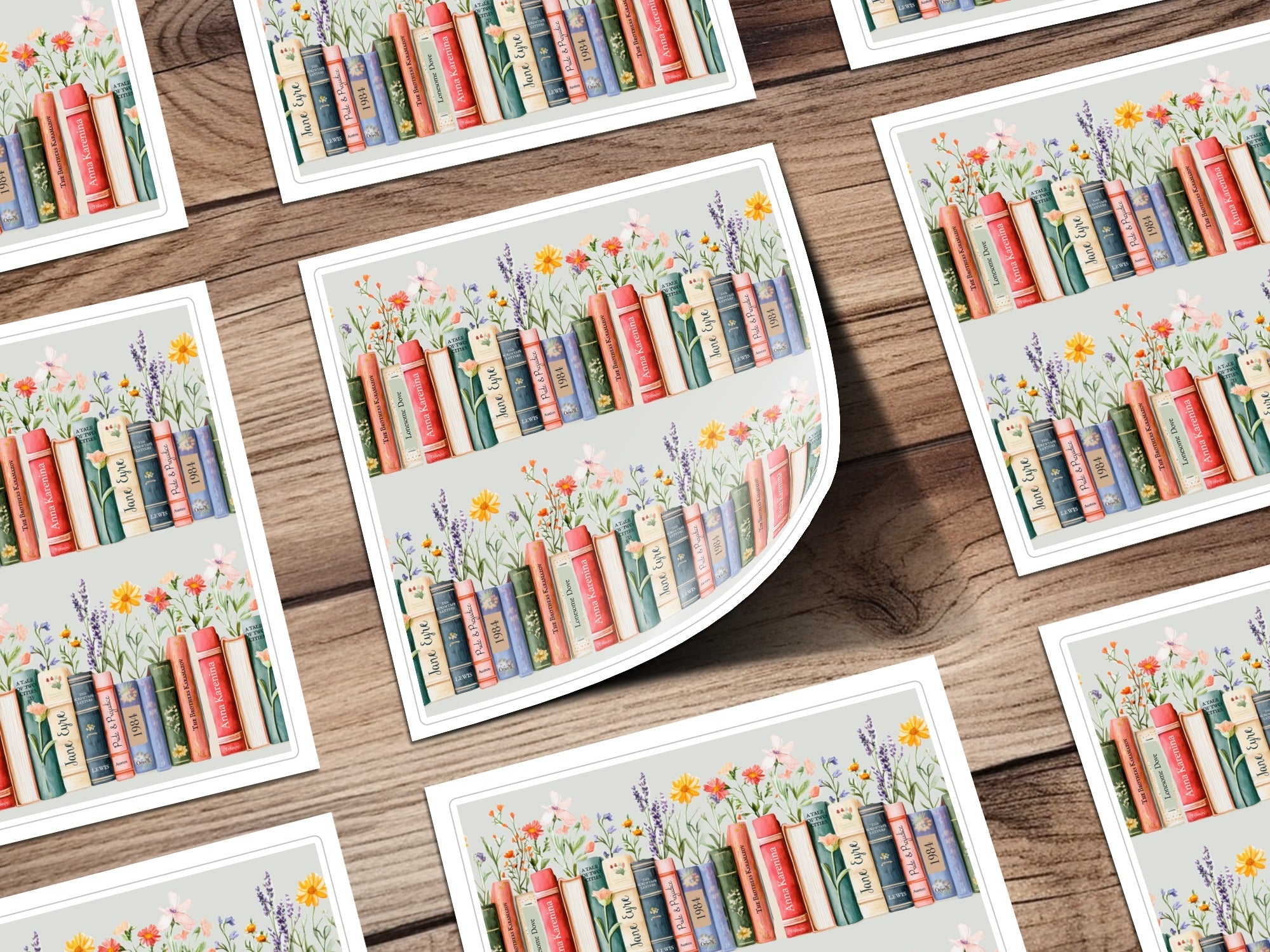 Bookshelf Flowers Digital Paper, Classic Literature Seamless Pattern, Cottagecore Design, Book Lover Scrapbook Paper, Digital Download - Moore and Mountain