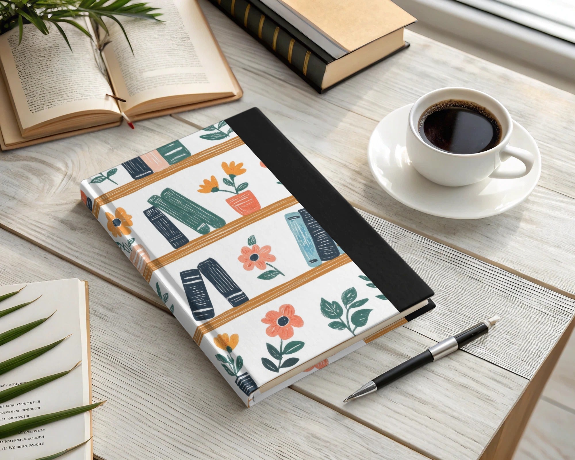 Bookshelf Seamless Pattern, Globe Floral Digital Paper, Reading Teacher Clipart, Cute Background, Scrapbook Paper, Repeat Pattern - Moore and Mountain