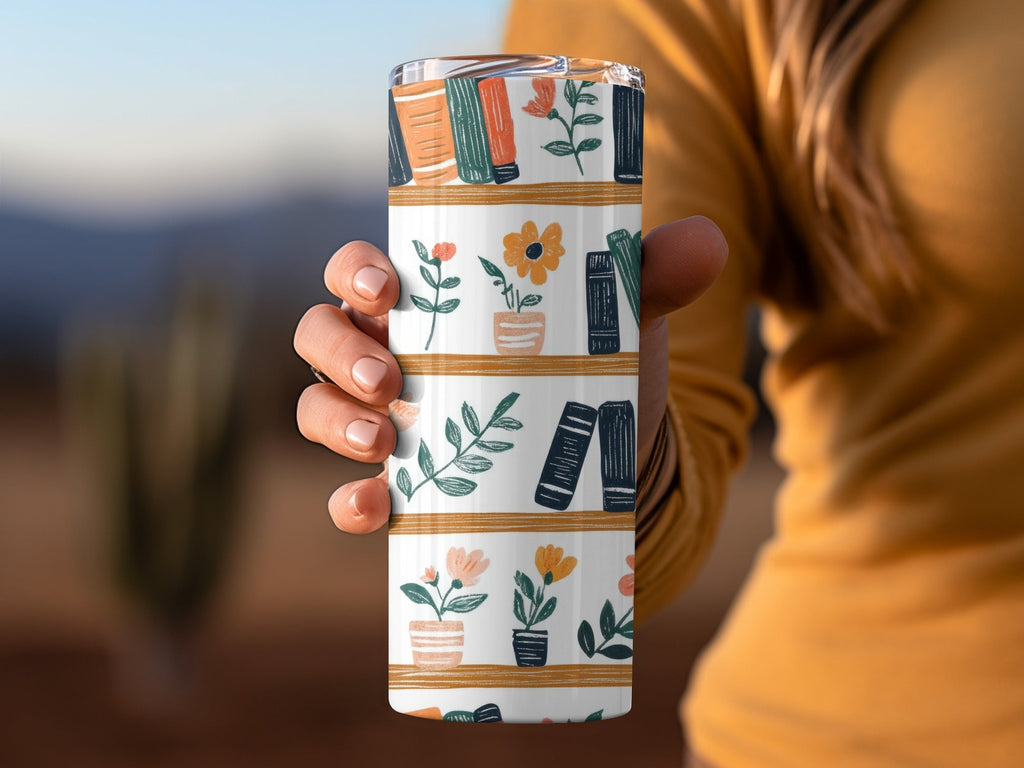 Bookshelf Seamless Pattern, Globe Floral Digital Paper, Reading Teacher Clipart, Cute Background, Scrapbook Paper, Repeat Pattern - Moore and Mountain