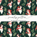 Border Collie Christmas Digital Paper, Dog Seamless Pattern, Holiday Digital Download, Pet Lover Gift, Winter Greenery Pattern - Moore and Mountain