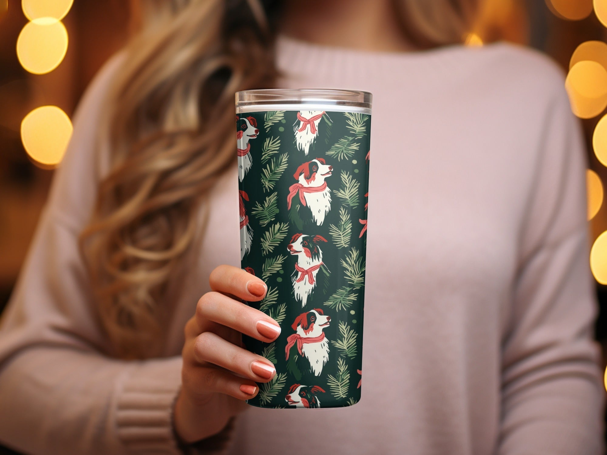 Border Collie Christmas Digital Paper, Dog Seamless Pattern, Holiday Digital Download, Pet Lover Gift, Winter Greenery Pattern - Moore and Mountain