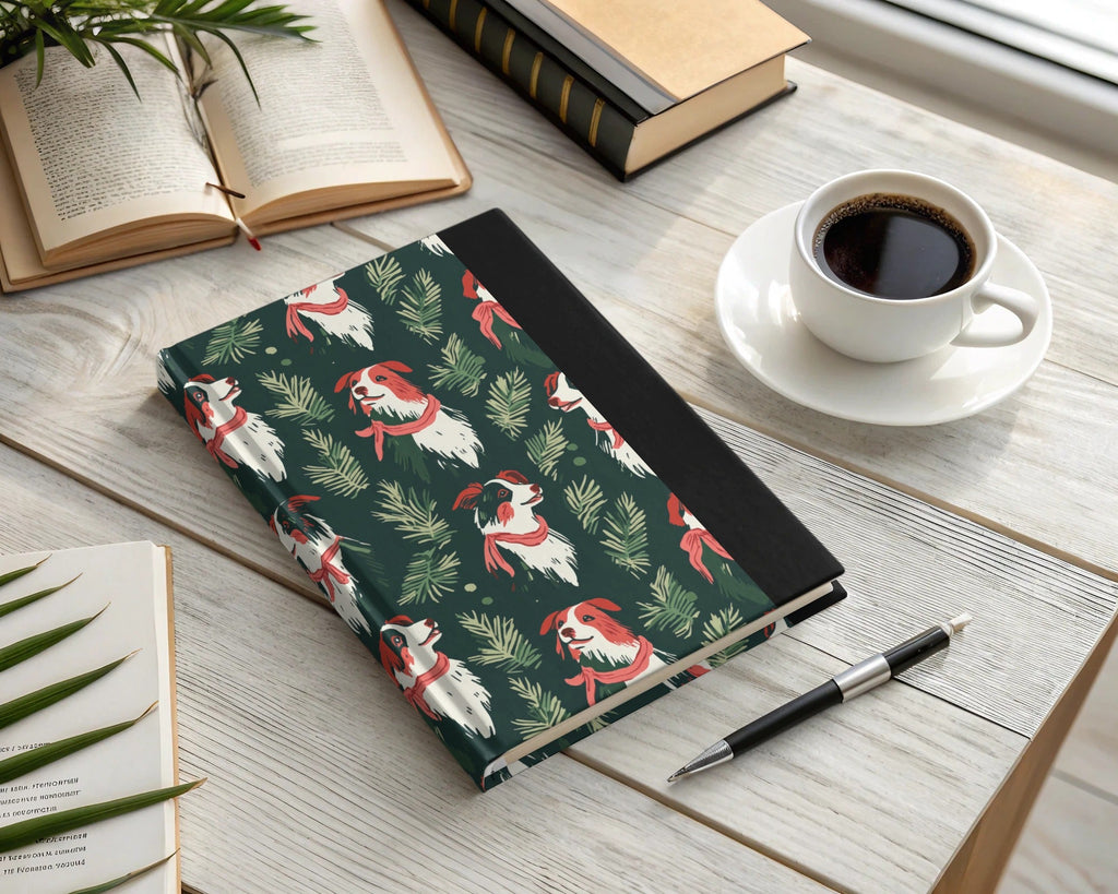 Border Collie Christmas Digital Paper, Dog Seamless Pattern, Holiday Digital Download, Pet Lover Gift, Winter Greenery Pattern - Moore and Mountain