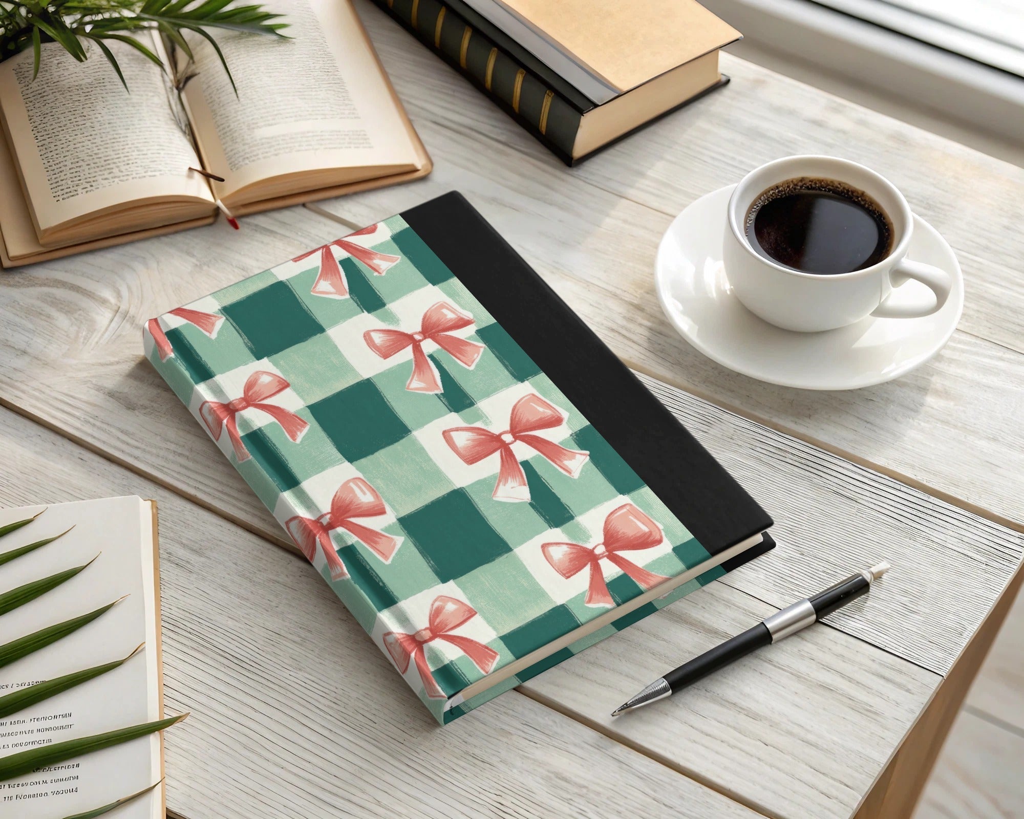 Bows and Gingham Digital Paper, Seamless Pattern, Christmas Digital Paper, Commercial Use, Holiday Scrapbook Paper, Pastel Pink Bow Digital - Moore and Mountain