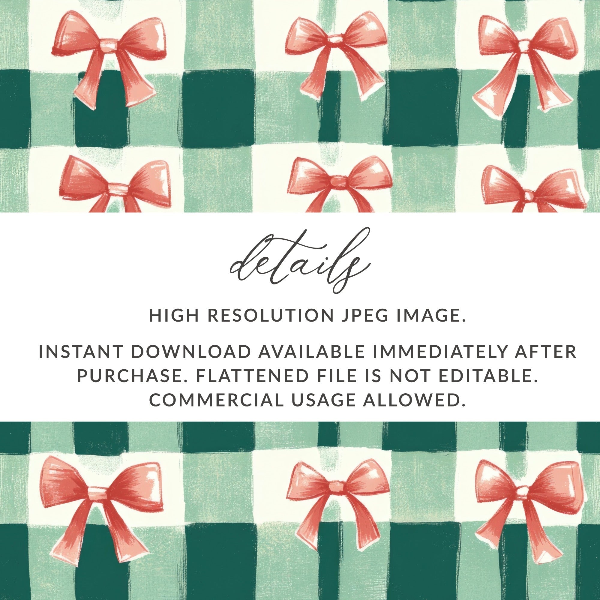 Bows and Gingham Digital Paper, Seamless Pattern, Christmas Digital Paper, Commercial Use, Holiday Scrapbook Paper, Pastel Pink Bow Digital - Moore and Mountain