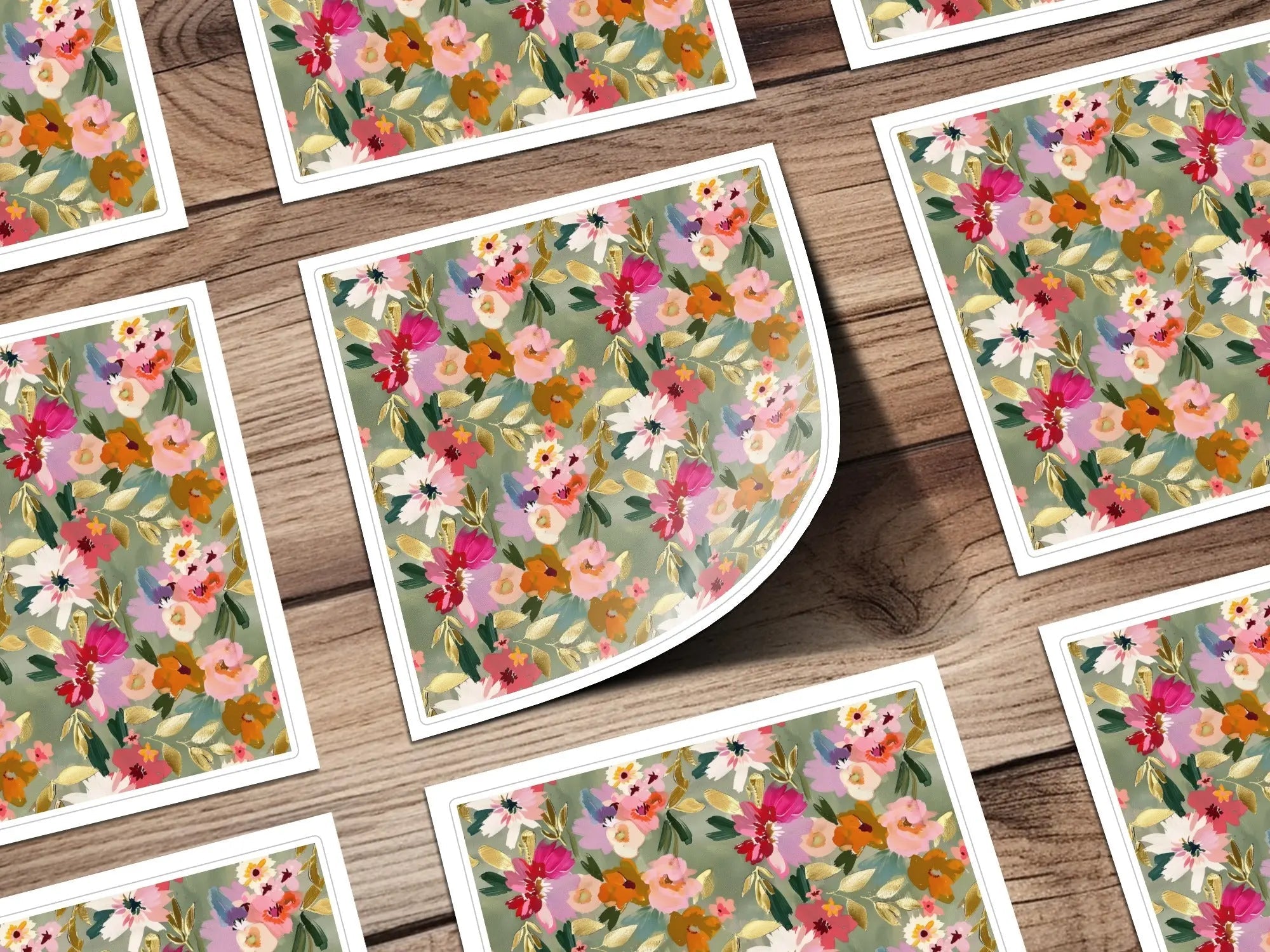 Bright Sage Green and Pink Floral Digital Seamless Pattern, Flower Garden Illustration, Repeating Design for Fabric, - Moore and Mountain