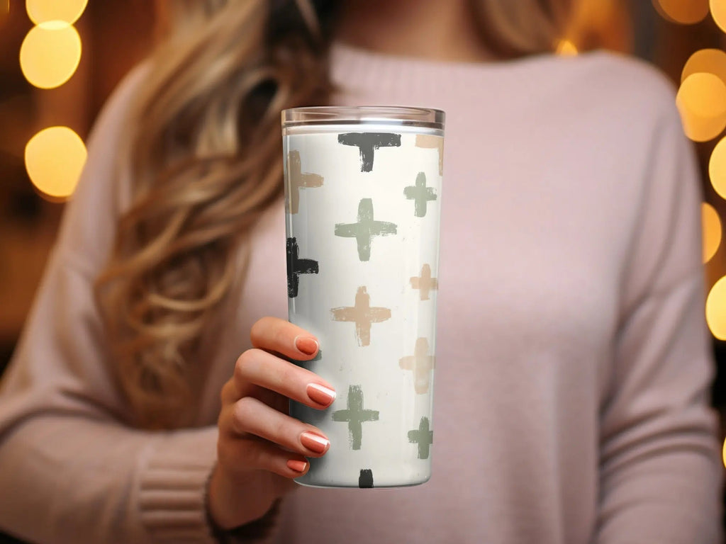 Brush Stroke Crosses Digital Paper, Seamless Neutral Cross Pattern, Geometric Digital Print, Modern Digital Texture, Boho Crosses Image - Moore and Mountain