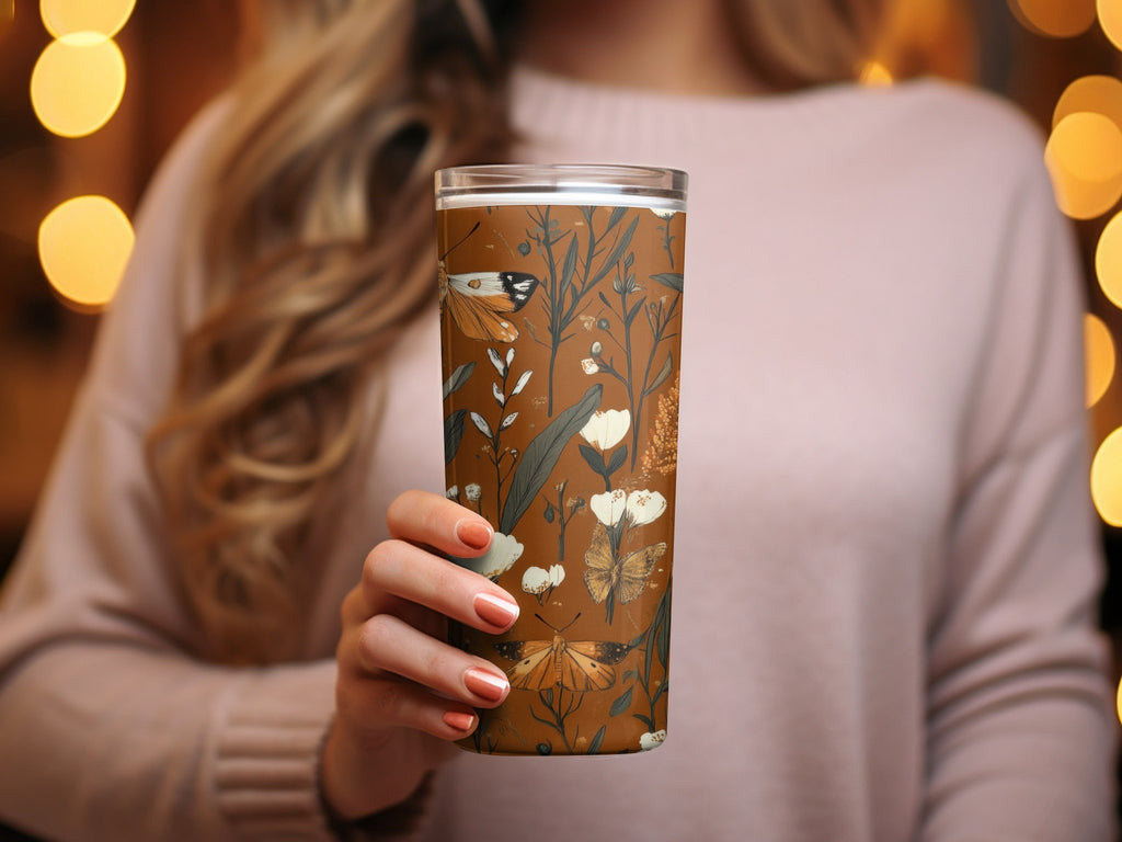 Butterfly Digital Paper, Floral Seamless Pattern, Nature Fabric Design, Botanical Scrapbook Paper, Rust Background, JPEG Digital Files - Moore and Mountain