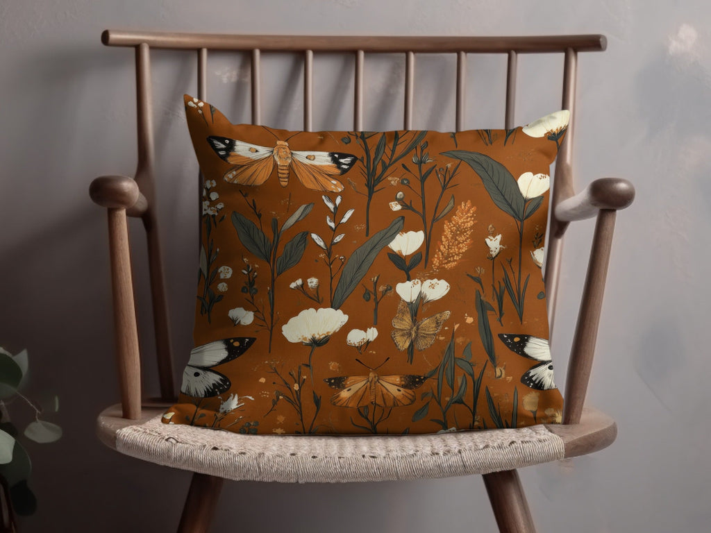 Butterfly Digital Paper, Floral Seamless Pattern, Nature Fabric Design, Botanical Scrapbook Paper, Rust Background, JPEG Digital Files - Moore and Mountain