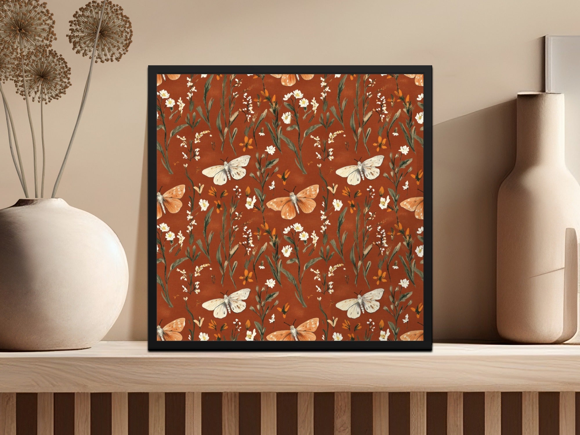 Butterfly Floral Digital Paper, Seamless Rust Pattern, Fall Backgrounds, 12x12 JPEG Files, Scrapbook Paper, Fabric Design, Digital - Moore and Mountain