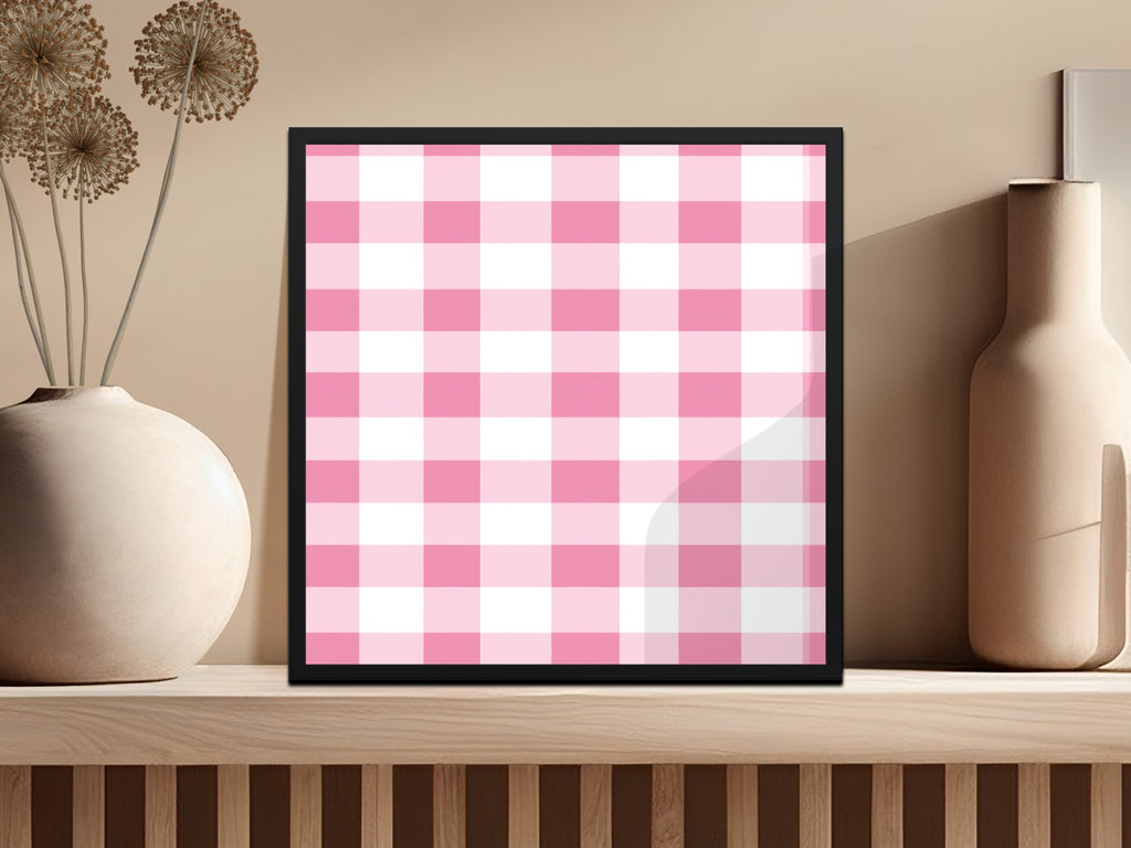 Pink Checkered Print Wall Art for Home Decor Product