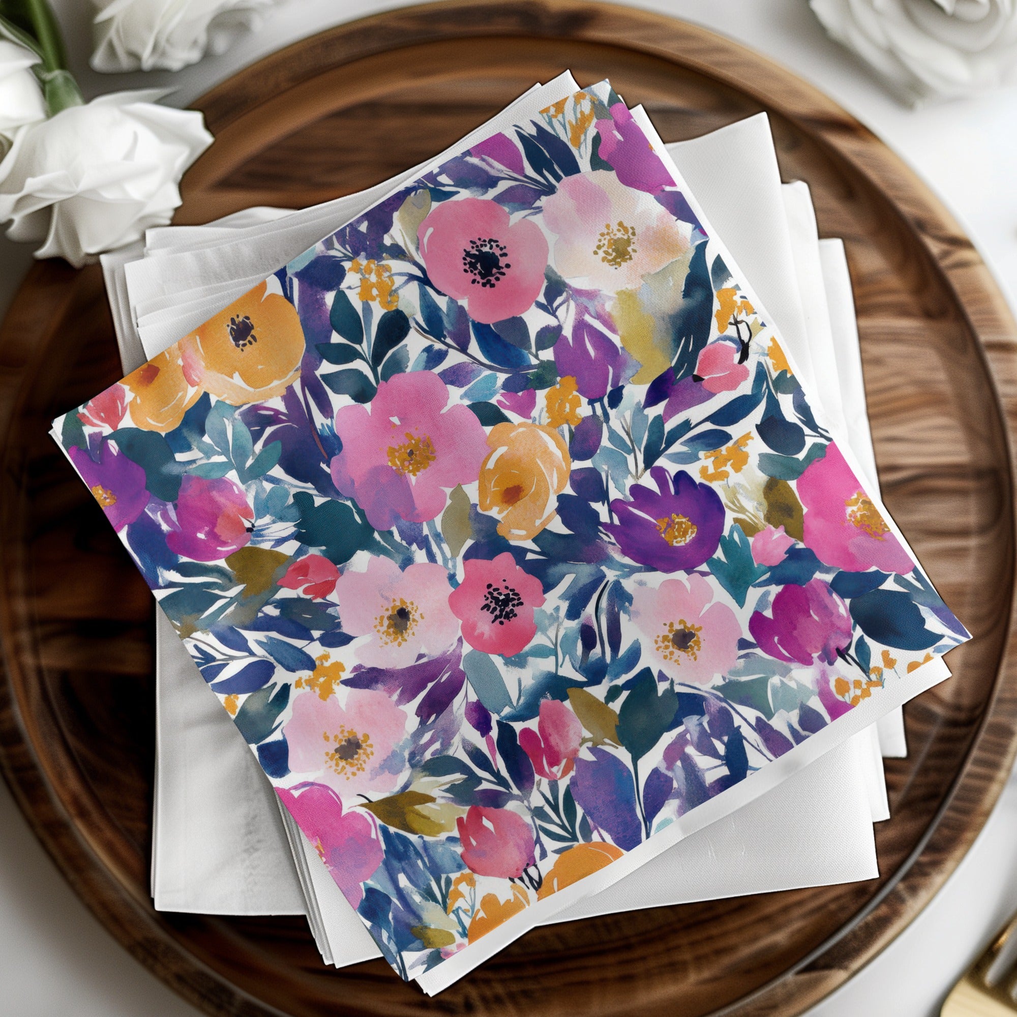Colorful Artistic Floral Design Decorative Napkin Set