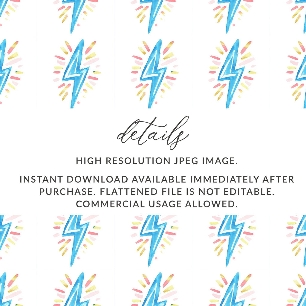 Watercolor Lightning Bolt Digital Pattern Instant Download product type