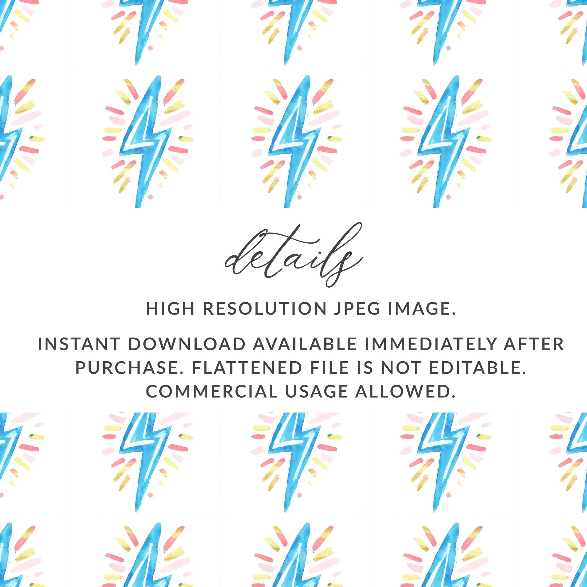 Watercolor Lightning Bolt Digital Pattern Instant Download product type