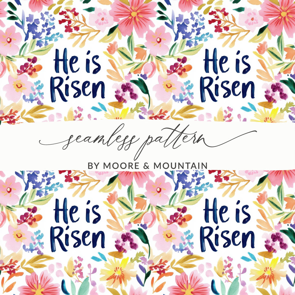 He Is Risen Seamless Pattern Floral Design