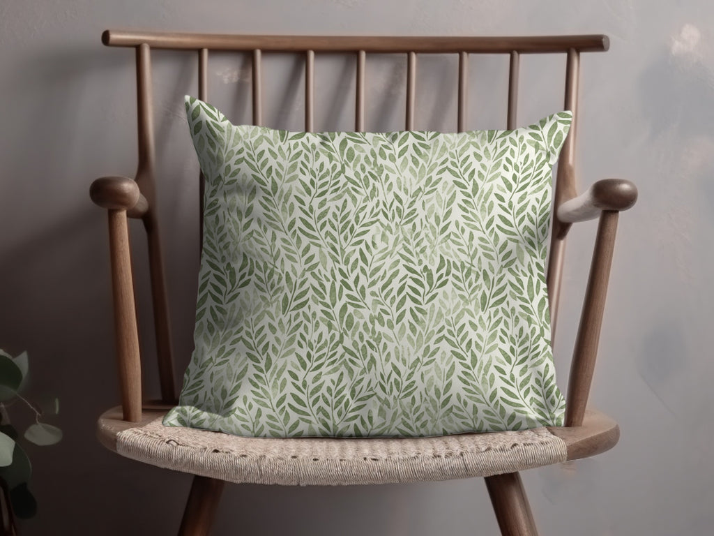 Green Leafy Pattern Decorative Pillow Cushion