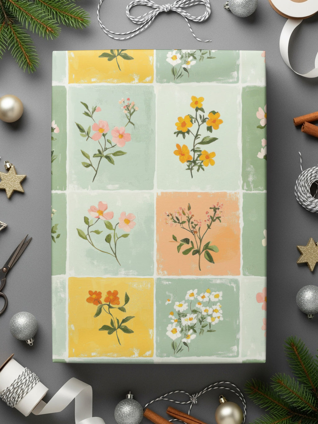 Festive Floral Patterned Wrapping Paper for Gifts