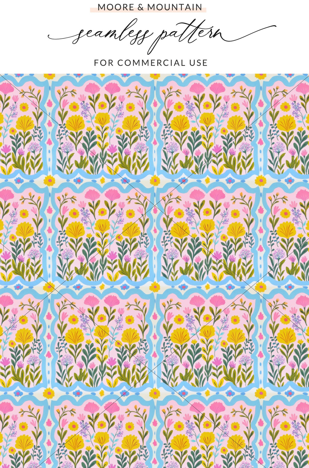 Florals and Shapes Seamless Pattern for Commercial Use
